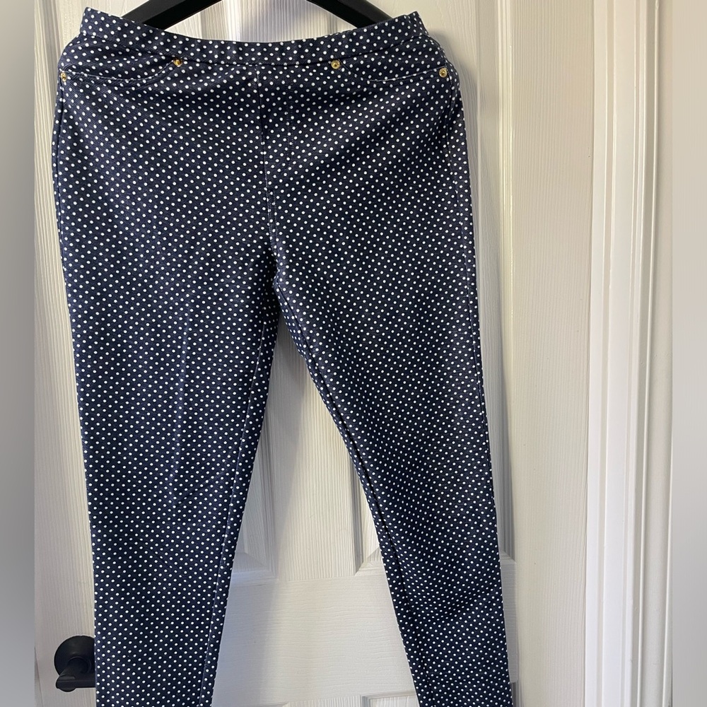 Michael Kors Pull On Dress Pants Womens Blue&white Skinny Stretchy Legging Sz:M